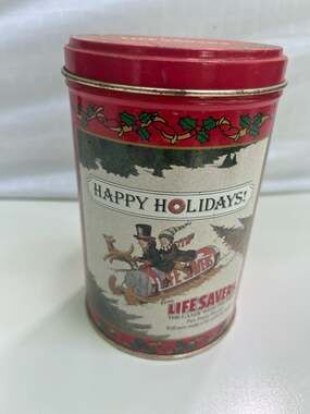 Vtg 1989 Limited Edition Lifesavers Holiday Keepsake Tin Collectible Red 5.5"
